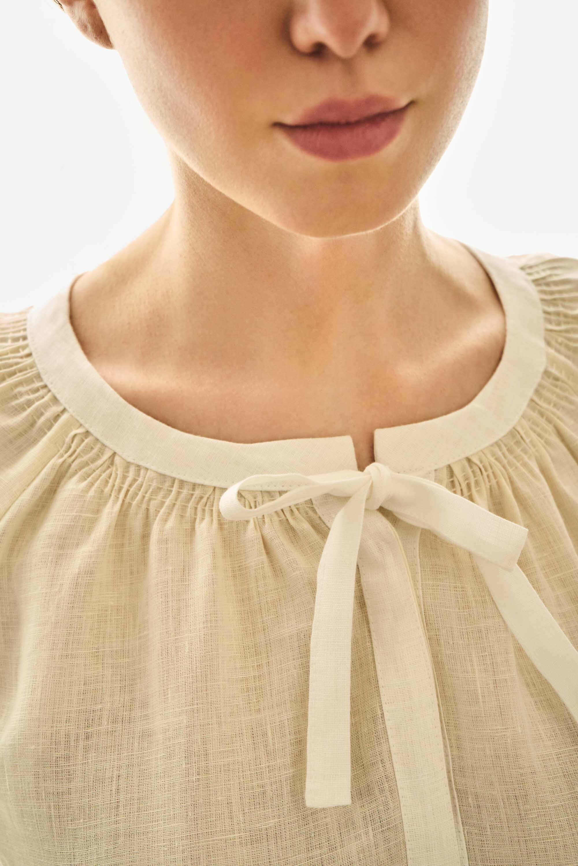 The Alma Dress in Buttercream — Embroidered Linen Dress by Amorrre – Luxury Resortwear, Embroidered Dresses & Kaftans.