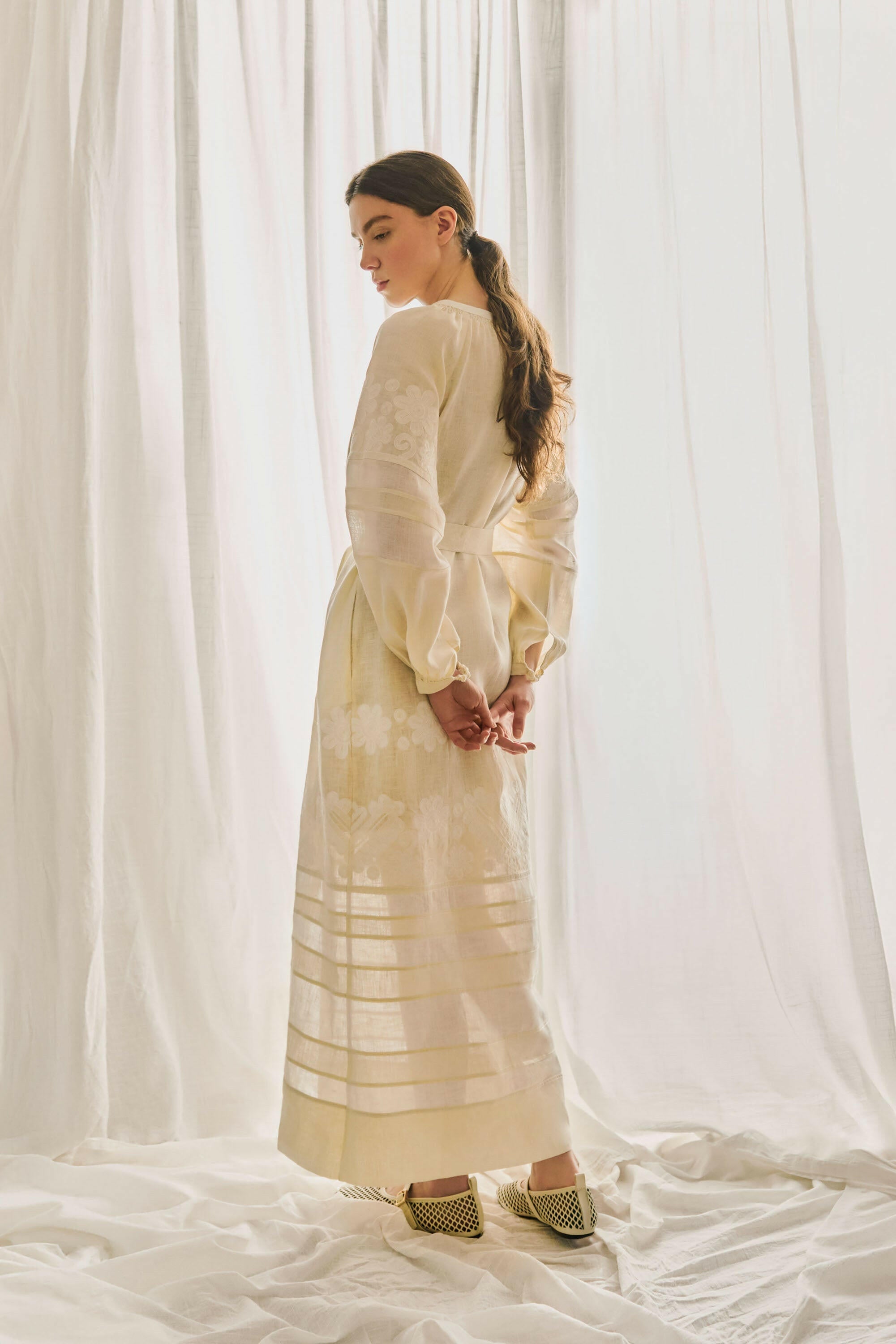 The Alma Dress in Buttercream — Embroidered Linen Dress by Amorrre – Luxury Resortwear, Embroidered Dresses & Kaftans.