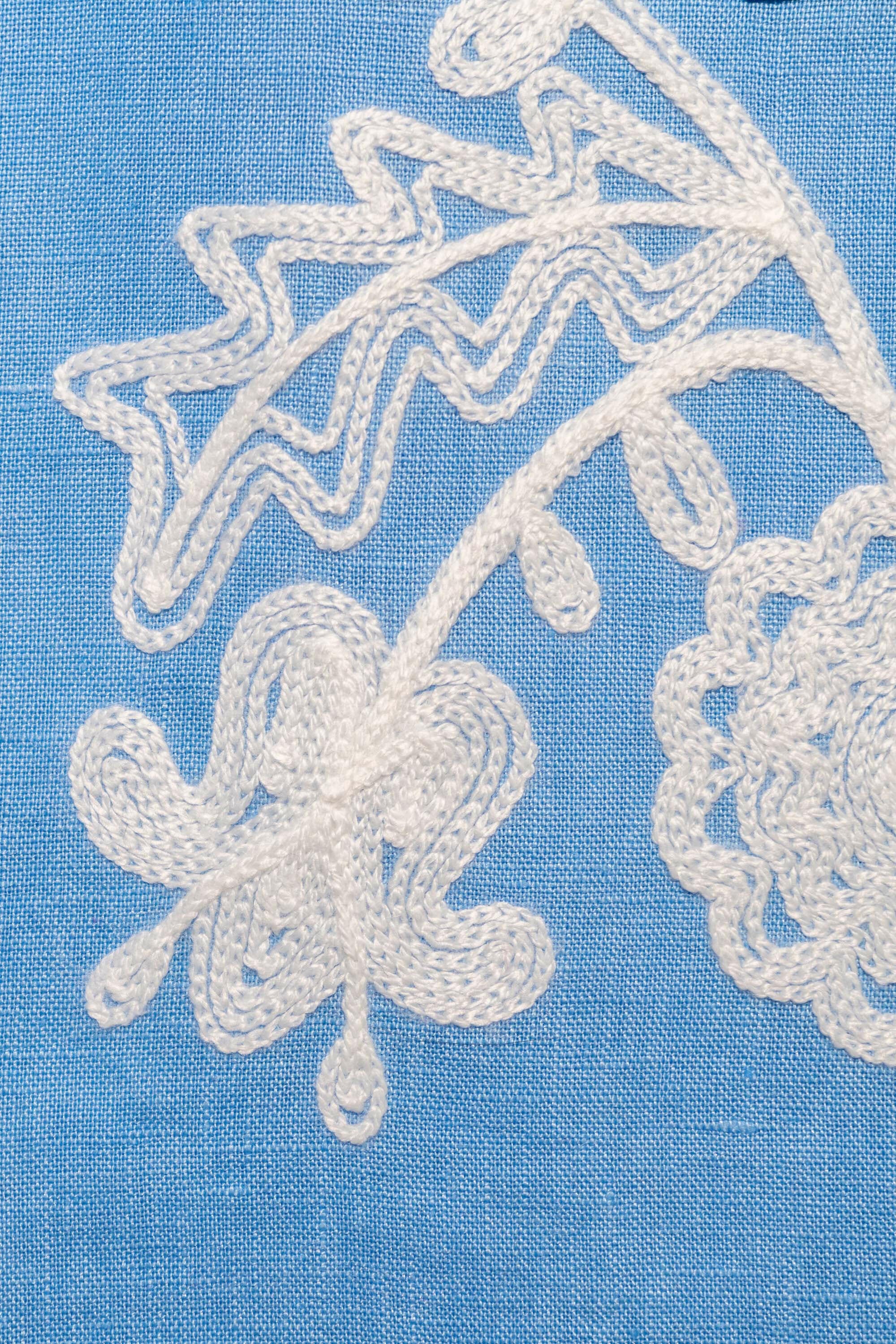Mariposa Long Kaftan in Pastel Blue by Amorrre – Luxury Resortwear, Embroidered Dresses & Kaftans.
