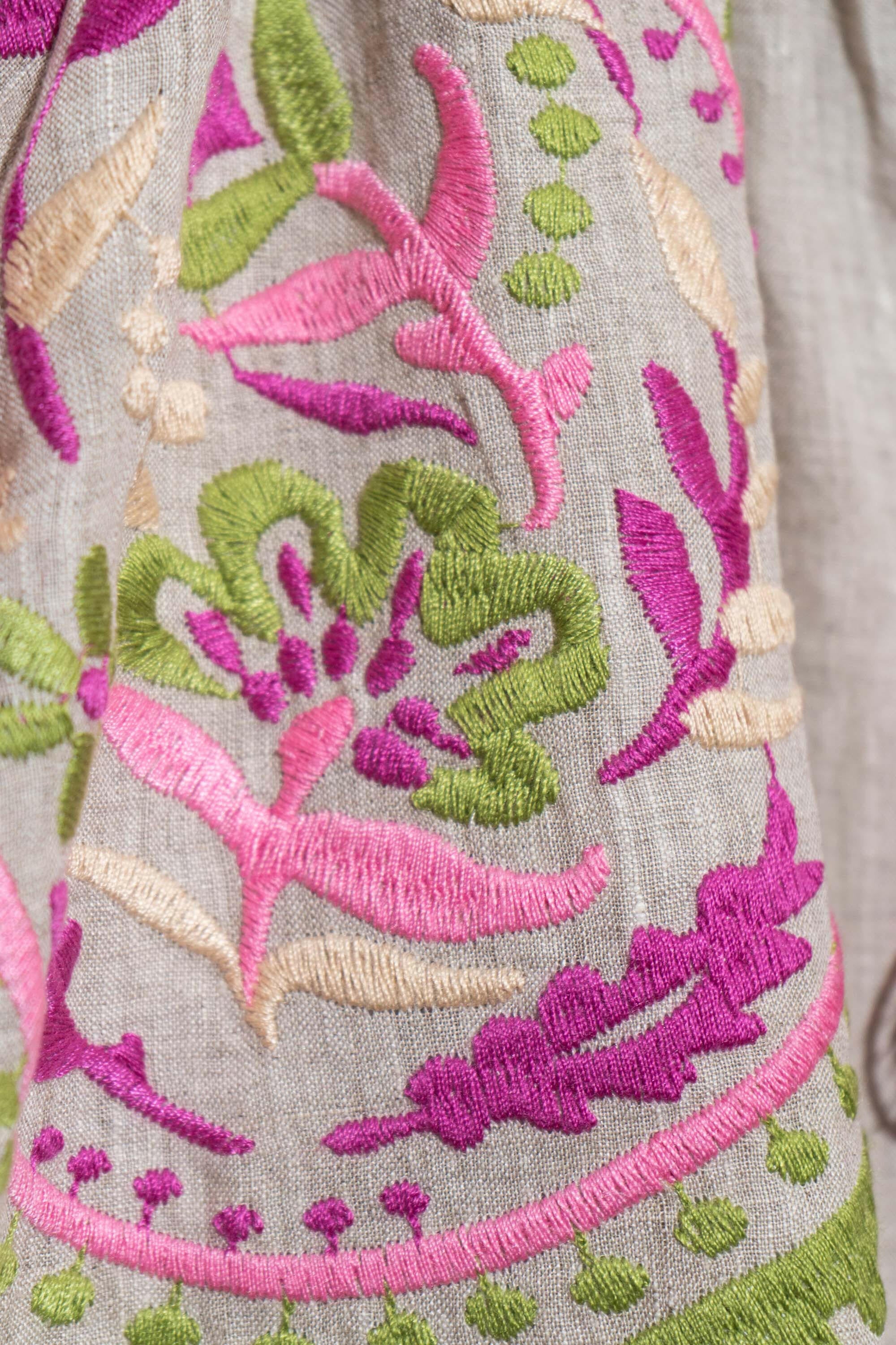 Sara Flared Short Dress in Sandstone by Amorrre – Luxury Resortwear, Embroidered Dresses & Kaftans.