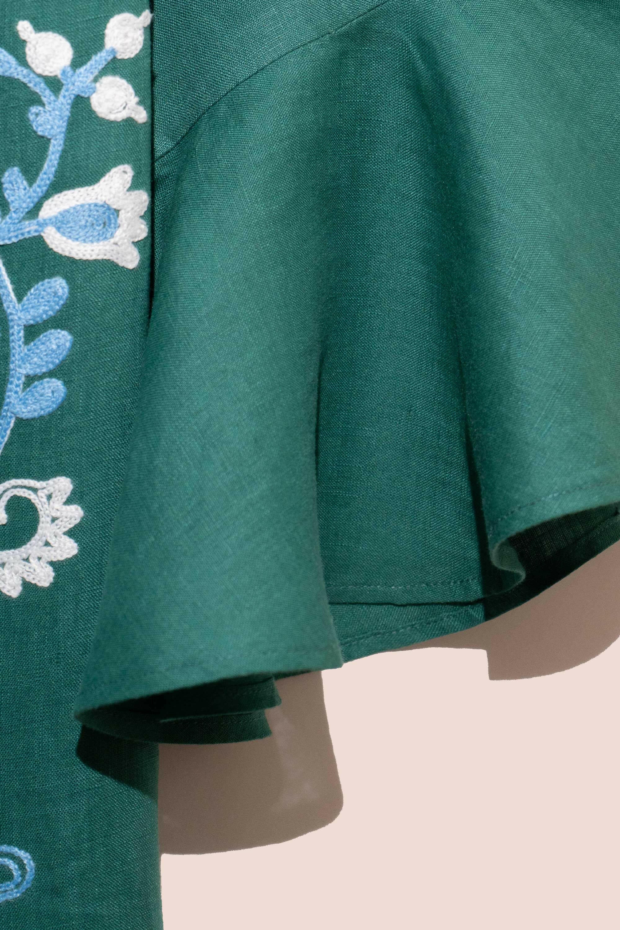 Mariposa Short Kaftan in Jadestone by Amorrre – Luxury Resortwear, Embroidered Dresses & Kaftans.